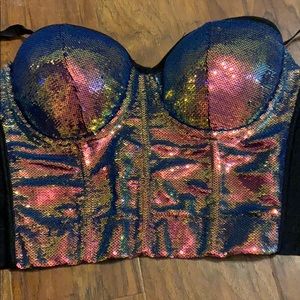 Multicolored sequin bustier corset